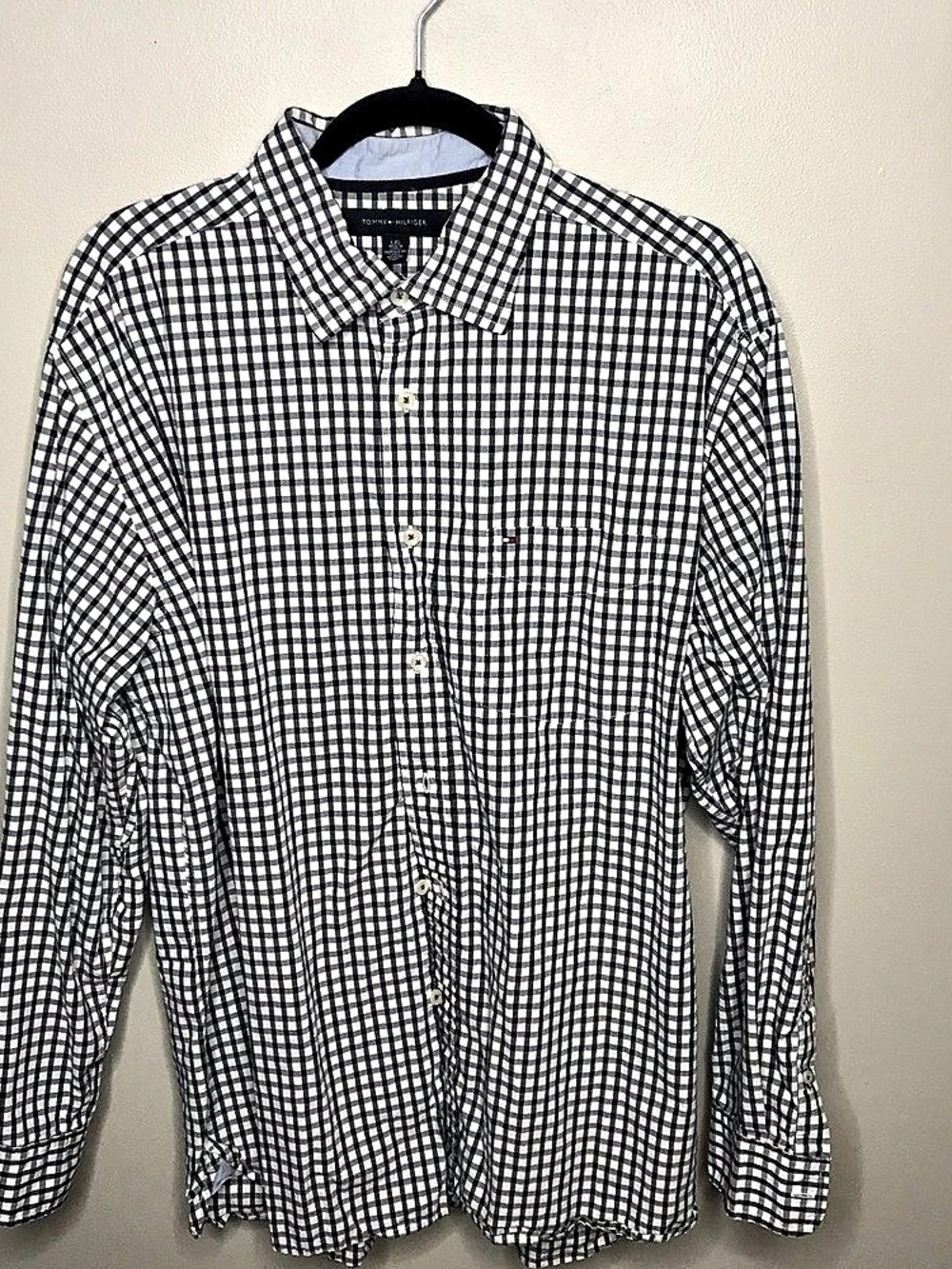 Tommy Hilfiger Gingham Check Long Sleeve Button Down Shirt Sz Large